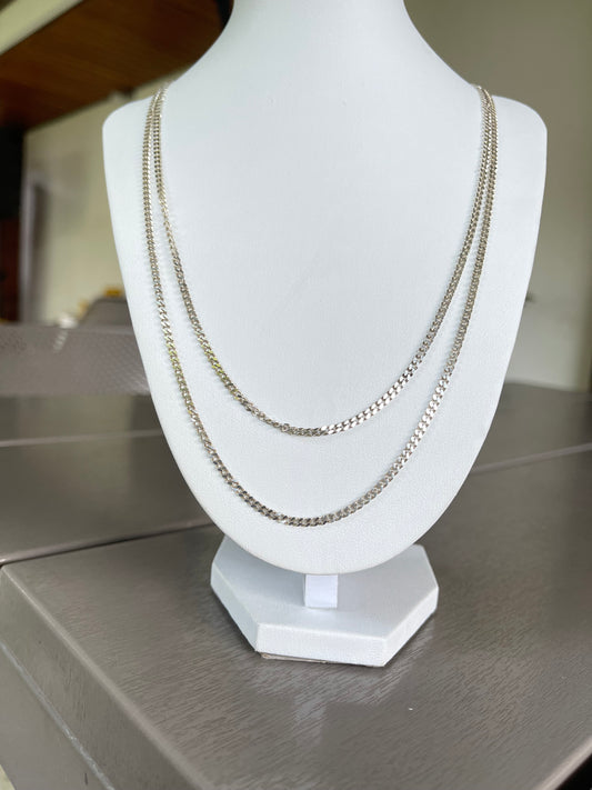 Cadena barbada de plata de 3mm