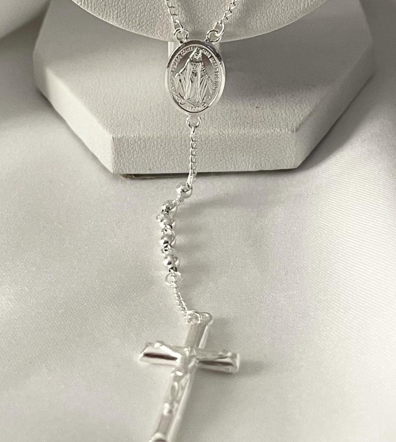 Cadena Rosario de plata