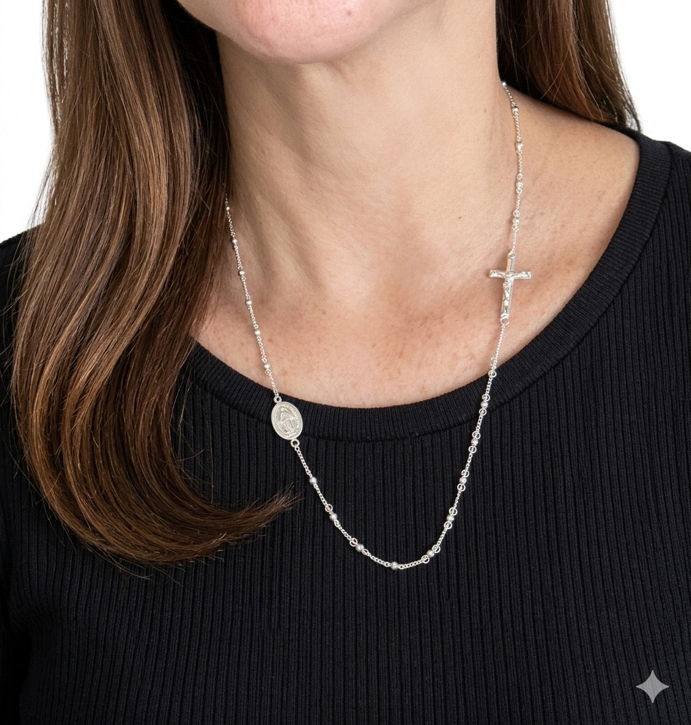 Cadena Rosario de plata