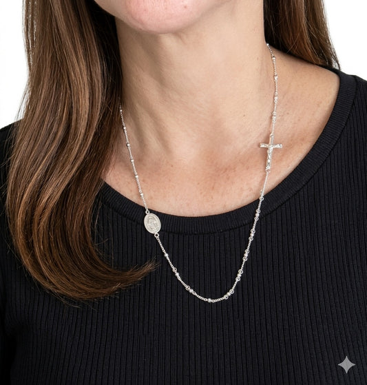 Cadena Rosario de plata